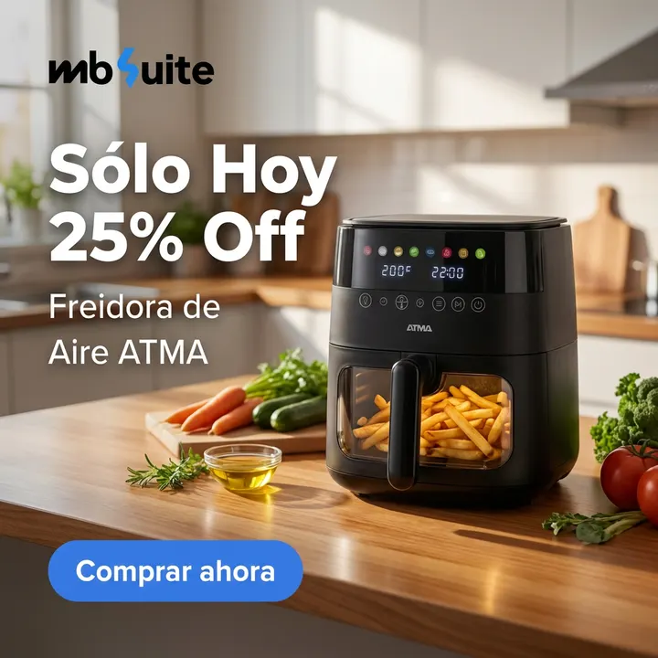 Sólo Hoy 25% Off — Freidora de Aire ATMA.